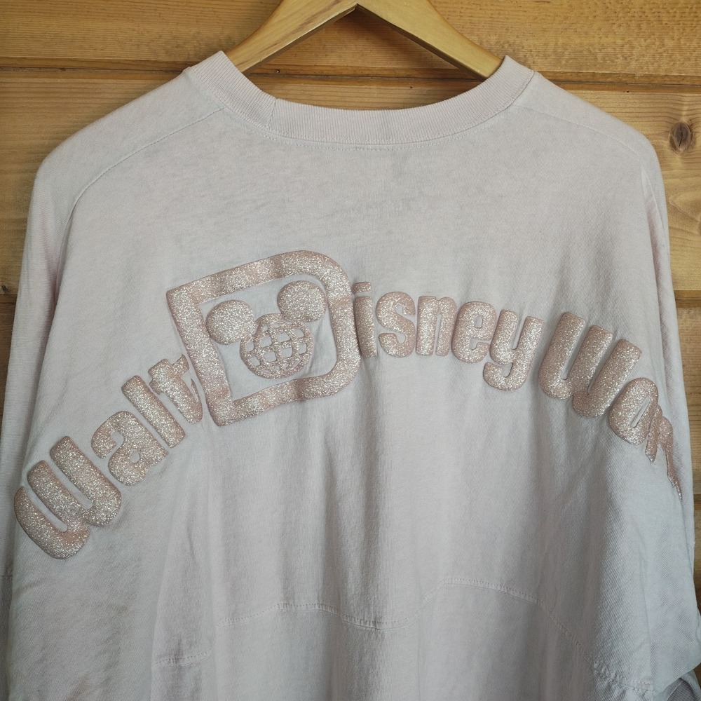 DISNEYWORLD Spirit Jersey Size XL Peach Gold Glitter Cotton Long Sleeve Oversize - Picture 4 of 5